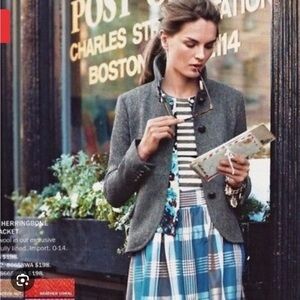 Vintage J. Crew Bella blazer, Herringbone wool, leather button & PeterPan collar